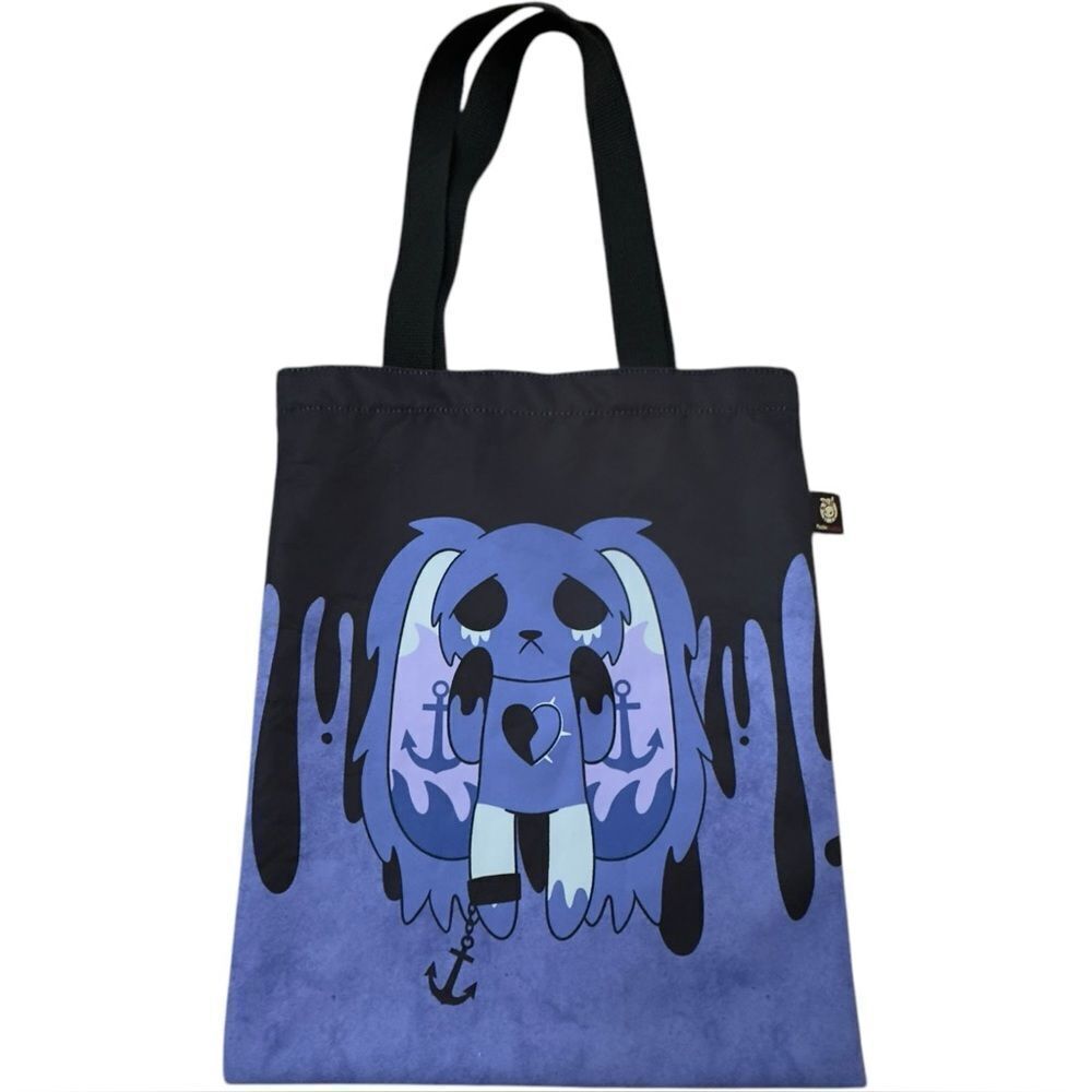 Plushie Dreadfuls Grief Rabbit Purple & Black Depression Tote Bag.